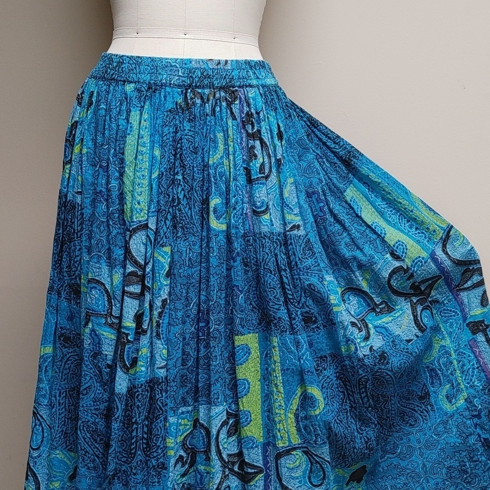 SUDHA Cotton Full Skirt Elastic Waist in Blue Size M - Picture 5 of 13